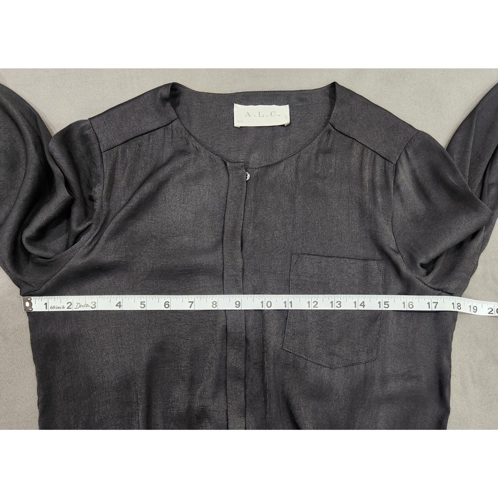 ALC Womens Black Long Sleeve Pleated Front Jumpsuit Hidden Button Size 4 - Picture 8 of 10